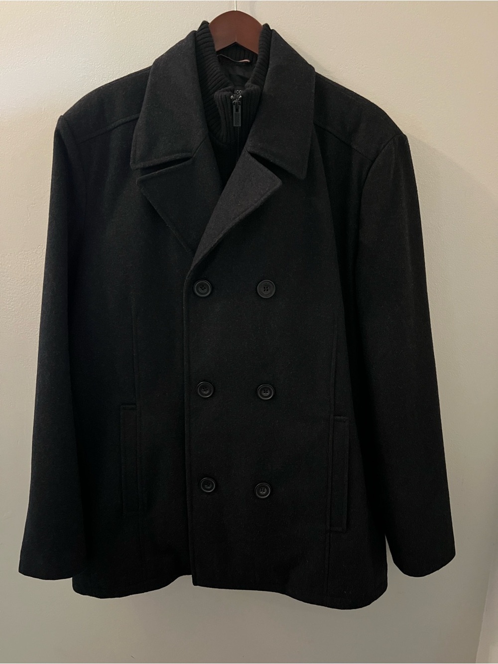 Kenneth Cole Reaction Charcoal Double-Breasted Pea Coat